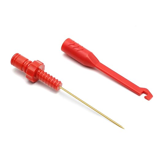 inShareplus Electronic Wire Piercing Probe Clip 2mm for Automotive Diagnostic Tester Tool, Puncture Wire Back Probe Pins Insulation for Car Circuit Detection Black&Red, 2 Pack