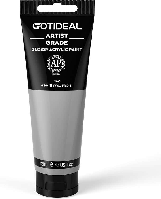GOTIDEAL Acrylic Paint Gray Tubes Non Toxic Non Fading, Rich Pigments by GOTIDEAL