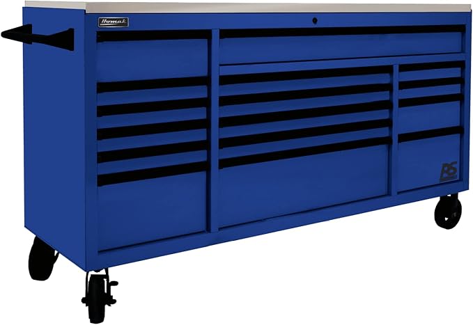 Homak 72” Roller Cabinet w/Stainless Steel Top RS Pro Workstation (Rally Sport Blue)