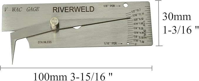 RIVERWELD V-WAC Single Weld Gauge Pit Depth Weld Gage Welding Inspection Thread Gauges Undercuts/Pits to 1/2 Inch by 1/32 Inch Increments Marks Inch