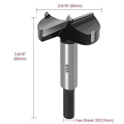 ASNOMY 2-9/16" Inch Carbide Forstner Drill Bit, Carbide Tipped Forstner Bit for Hard Wood, Wood Drilling Hole Saw Set Woodworking Hinge Cutter Tool Kits for Wood Plastic Plywood