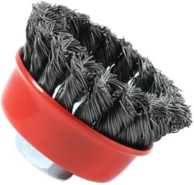 Forney 72757 Wire Cup Brush, Knotted with 5/8-Inch-11 Threaded Arbor, 2-3/4-Inch-by-.020-Inch