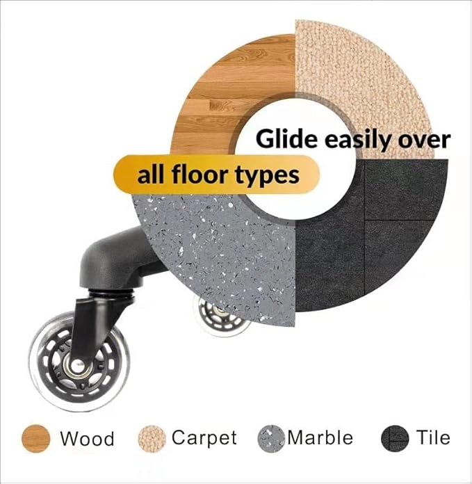 Chair Master (Medium Bench Stool, Rubber Roller Blade Stye Casters Easy to Clean! Ergonomic Polyurethane Chair with Footring. Seat Height Range 19"-27". Home Office Lab Workstation.