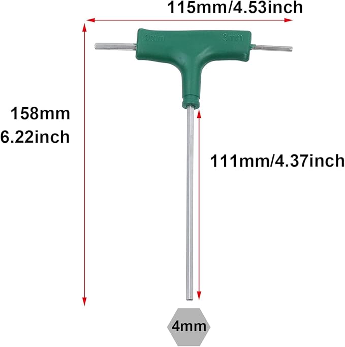 Antrader T-Handle Hex Key Wrench, 3-Way Allen Key Wrench Set Metric with Plastic Handle for Home Repair (4mm/4mm/3mm)