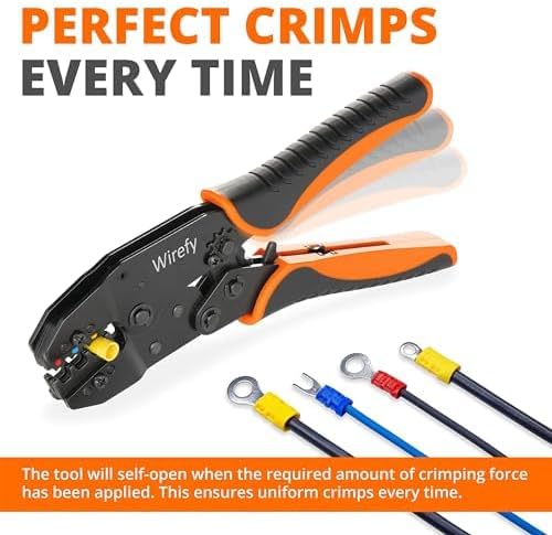 Wirefy Crimping Tool For Insulated Electrical Connectors - Ratcheting Wire Crimper Tool - Crimping Pliers - Ratchet Terminal Crimper - Wire Crimping Tool | Crimper Tool Electrical and Crimp Tool