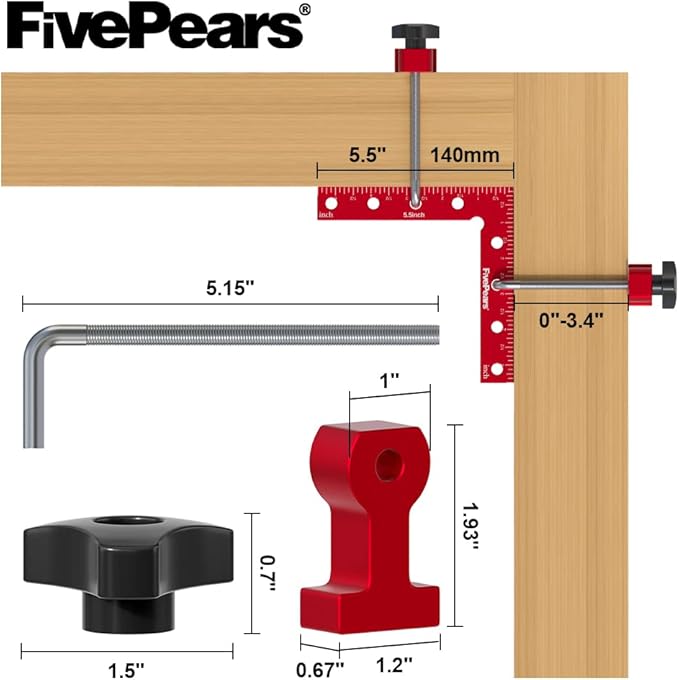 Fivepears 2 Pack 90 degree positioning square clamps set for woodworking, 5.5" x 5.5"(14 x 14cm) aluminum precision right angle corner clamp for square picture frame tool box cabinet drawer and wood