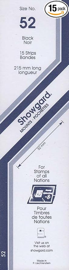 Strip Style Black Stamp Mounts Size 52 by Showgard