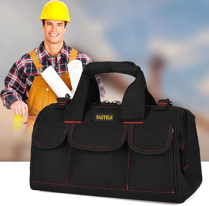 22-inch Heavy Duty Tools Bag With Wide Mouth For Tool Storage, Carrier and Organizer, Tote Bag for Men, Wide Mouth Tool Bag With Inside Pockets (22Inch)