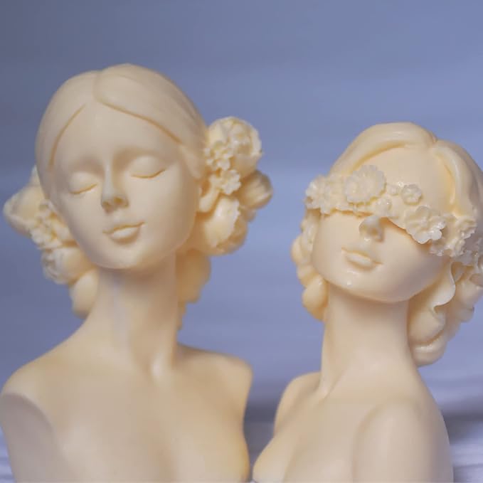 2 Pack Braid Girl Shape Portrait Candle Resin Mold by ESEDAGESiliconeMold