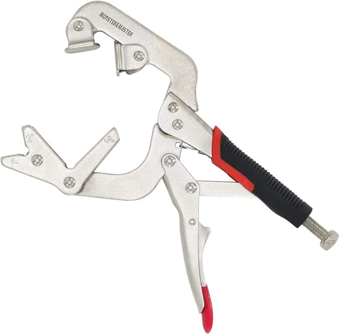Monster & Master Welding Pipe Plier Clamp, Fast Release, C-Clamp Locking with Large V-Pads, 10 Inch, 1pcs, ATHUS-MM-WLP-S9