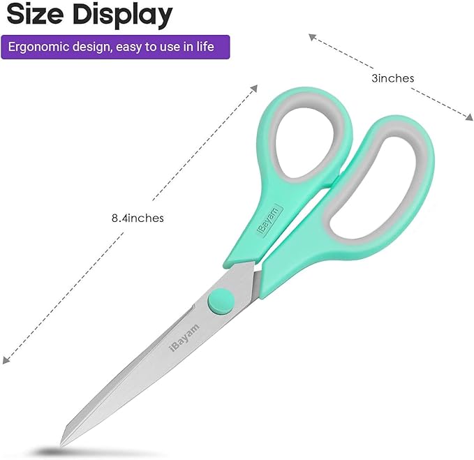 iBayam 24-Pack 8" Heavy Duty Scissors in Bulk, Ultra-Sharp, Comfort Grip | - Image 2