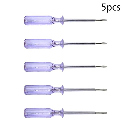 Fielect 5pcs Voltage Tester Voltage Detector Pen Circuit Tester Tool Flat-Blade Slotted Screwdriver Test Pen JRDB-936 AC/DC 100-500V Purple Clear