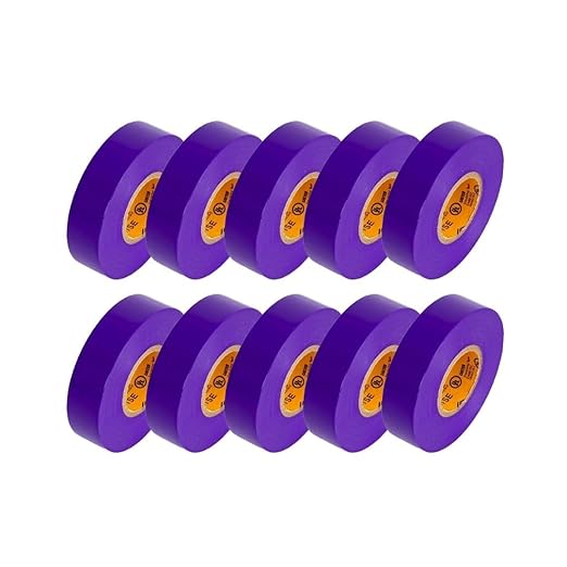 GTSE Purple Electrical Tape, 10 Rolls – Waterproof, Industrial Grade Vinyl, 3/4 in x 66ft– Strong Self-Adhesive PVC Electric Tape for Wire Insulation, 7 Mil, 600V – UL/CSA Listed