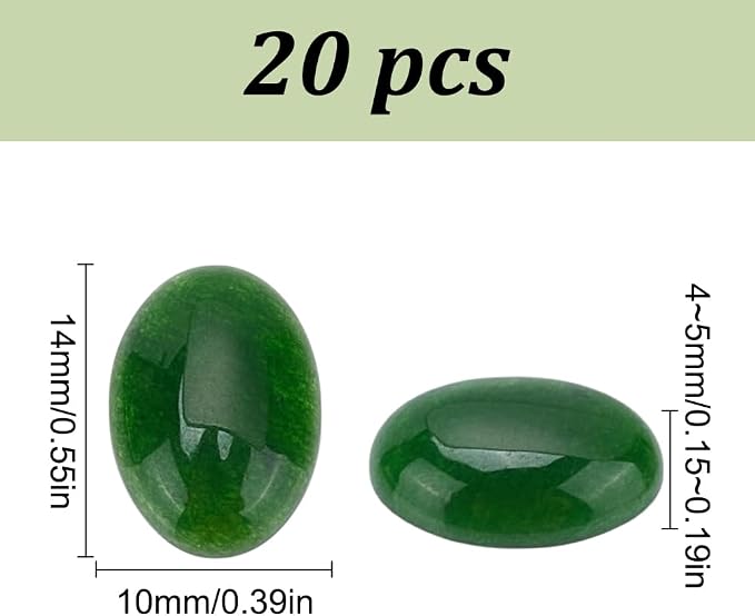 20Pcs Green Natural Oval Moss Stone 0.55 Inch Oval Cabochon Flatback Gemstones - Image 2