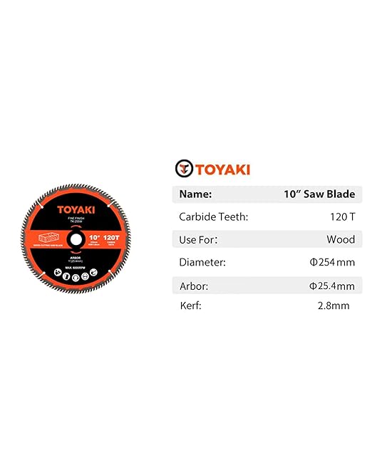 10-Inch 120-Tooth Ultra-Fine Finish Professional Woodworking Saw Blade for Miter Saws Table Saws and Circular Saws,Arbor 1"(25.4mm)