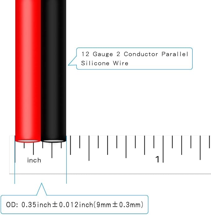 BNTECHGO 12 Gauge Flexible 2 Conductor Parallel Silicone Wire Spool Red Black High Resistant 200 deg C 600V for Single Color LED Strip Extension Cable Cord,Model 100ft Stranded Tinned Copper Wire