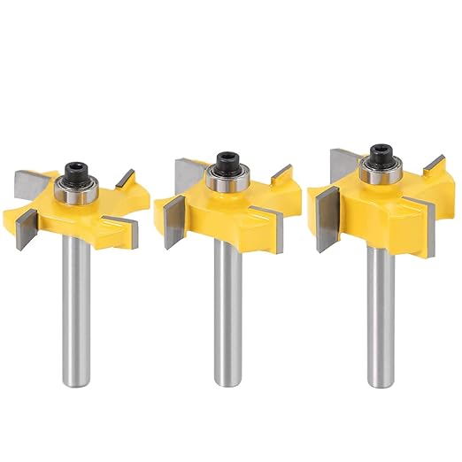3PCS 1/4 Bearing T Knife Bit of The Four Edges Four Blade Slot Engraving Router planing Head Wood Cutter Woodworking Tools Carving Cutting Tool