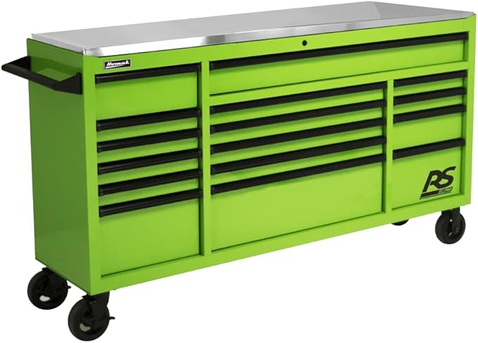 Homak 72” Roller Cabinet w/Stainless Steel Top RS Pro Workstation (Monster Green)