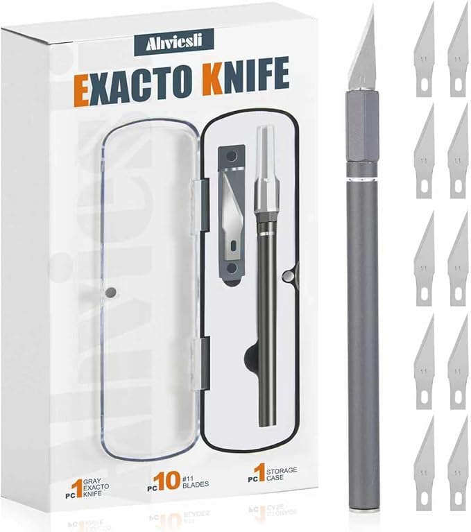 Exacto Knife Set, 10 Sharp #11 Hobby Knife Blades, Storage Case – by Unknown