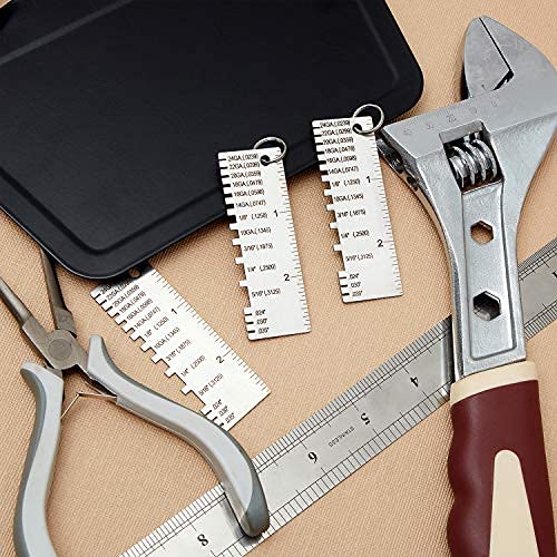 Weewooday 6 Pcs Wire/Metal Sheet Thickness Gauge Metal Tool Stainless Steel Welding One Sided Material Thickness Gauge Plated Size Inspection Tool