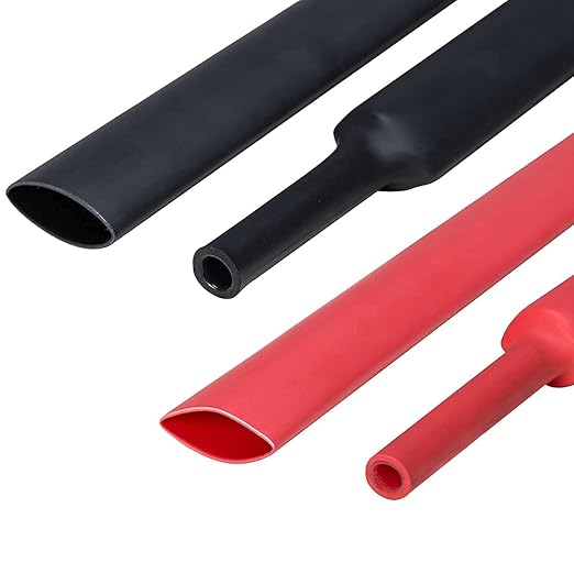 8 FT Diameter 3/4 Inch 3:1 Heat Shrink Tubing Dual Wall Adhesive Lined Marine Grade Electrical Cable Heat-Shrink Insulation Wrap Tube(Black-4Ft, Red-4Ft)