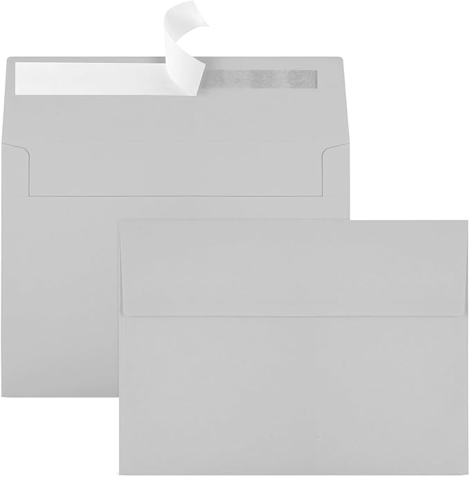 50 Packs 5x7 Dark Gray Envelope 5x7, Dark Gray Invitation Envelopes Self Seal by Joyberg