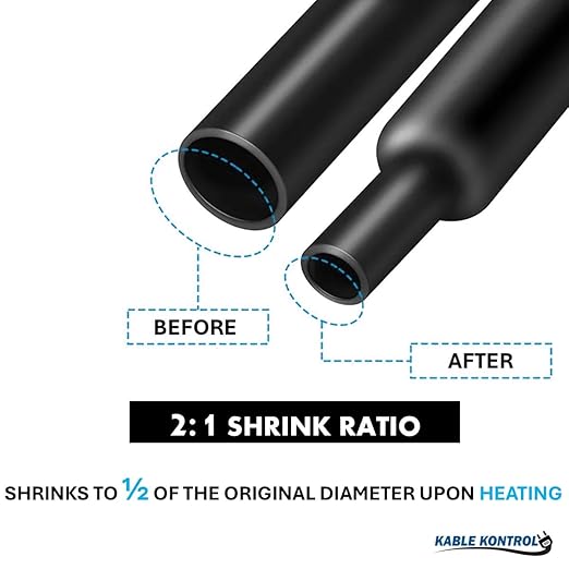 Kable Kontrol Heat Shrink Tubing - 1-1/4” Inch - 50' Ft Long, Clear Polyolefin - 2:1 Industrial Shrink Tube & Cable Sleeve for Electrical Wire Insulation - Rated for 600 V