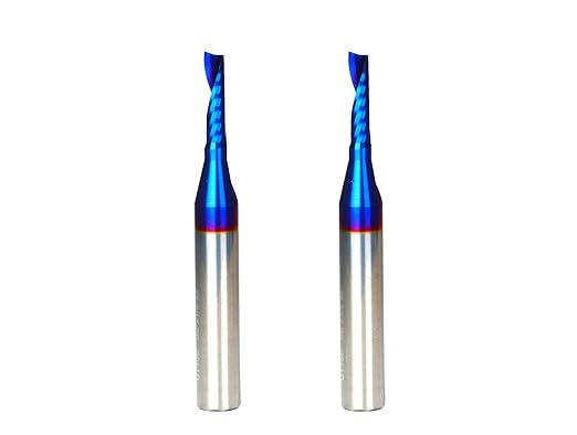 O Single Flute Upcut Spiral End Mill CNC Router Bit with NACO Coating for Plastic Cutting with Mirror Finish (2, 1/8 D x 1/2 CH x 1/4 SHK x 2 L)