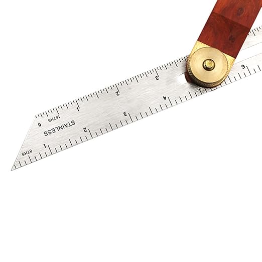 Sliding T-Bevel Gauge, T Bevel Angle Finder with Wooden Handle, Woodworking Measurements Ruler with Locking Mechanism and Dual Scales for Carpenter