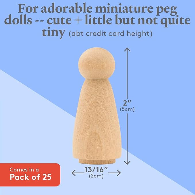 Wood Peg Dolls - 2 Inch Mom/Angel Shape Peg People - Image 4