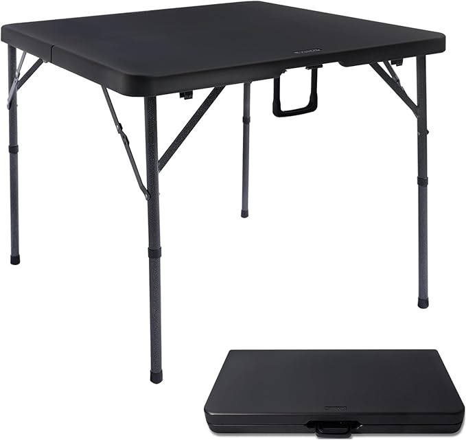 Byliable 34" Square Folding Card Table, Fold-in-Half Utility Dining Portable by Home