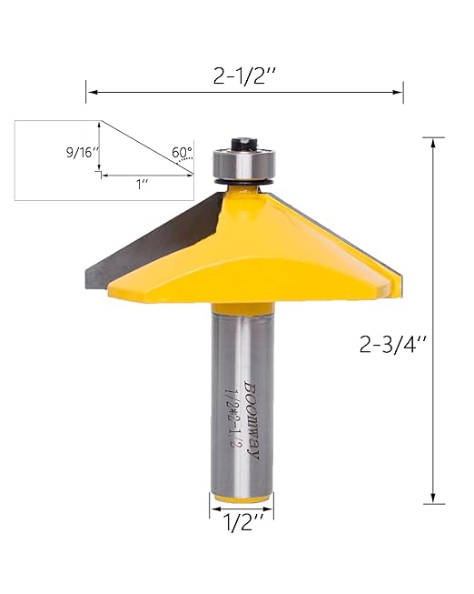 Chamfer Router Bits, Bevel Edge Forming(60°-9/16''length-1/2''Shank)