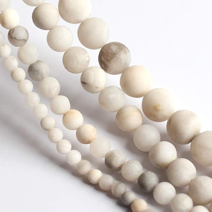 6mm Matte White Quartz Bead, 15-Inch Matte Round Loose Stone Beads - Image 6