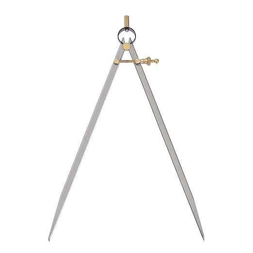 Spring Joint Caliper - [12 Inch] Carbon Steel Spring Divider Caliper with Brass Fulcrum for Metalworking Drawing Use, Flat Leg