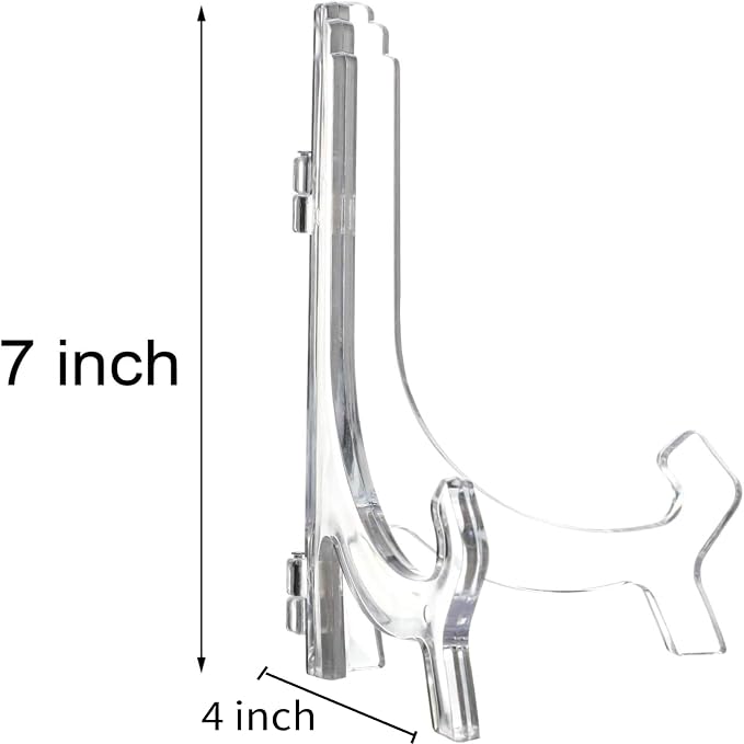 HESTYA 6 Pack 7 Inch Clear Acrylic Easel Stand Display Stand Plate Holder - Image 2