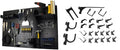 Wall Control Metal Pegboard Organizer 4ft Standard Storage Kit with Tool Board & B Slotted Storage Panel Deluxe Black Hooks