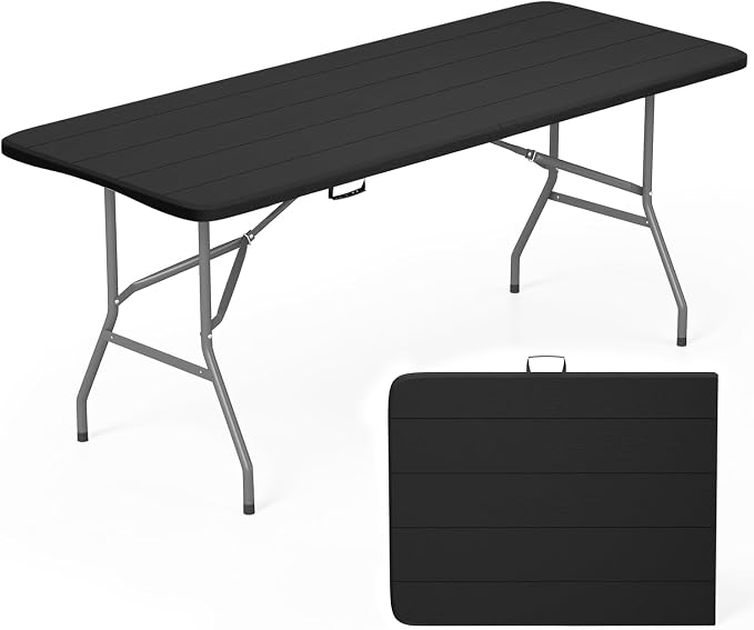 FDW 6 FT Folding Table, Portable Plastic Table by FDW