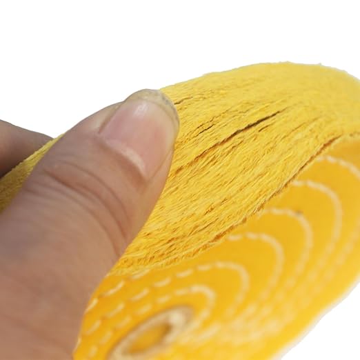 𝐋𝐮𝐨 𝐤𝐞 6'' 55 Ply Cotton Buffing Wheel - 1/2'' Arbor Medium Cloth Abrasive Cotton Buffing Polishing Wheel for Bench Grinder (Yellow)