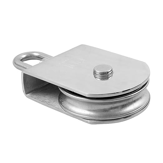 Rocaris 2Pcs M100 Lifting Single Pulley Roller Loading 3300Ibs, 304 Stainless Steel Heavy Duty Single Wheel Swivel Lifting Rope Pulley Block