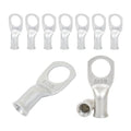 10pcs 8 AWG 3/8" Stud Copper Ring Terminals Battery Cable Ends Wire Lugs 8 Gauge Battery Cable Lugs Heavy Duty Cable Lugs Bare Copper Eyelets Tubular 8 Gauge Ring Terminal Connectors