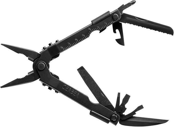 Gerber Gear Multi-Plier 600 - 14-in-1 Multitool with Sheath, Needlenose Pliers, Screwdriver, Serrated Knife, Wire Crimper, Bottle Opener, Can Opener & More - Made in USA - Black with Sheath