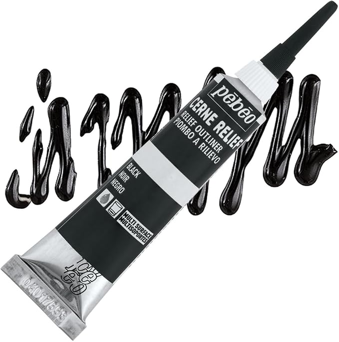 Pebeo Vitrail Cerne Relief Dimensional Paint Black - 20ml 2 Pack Stained Glass - Image 2
