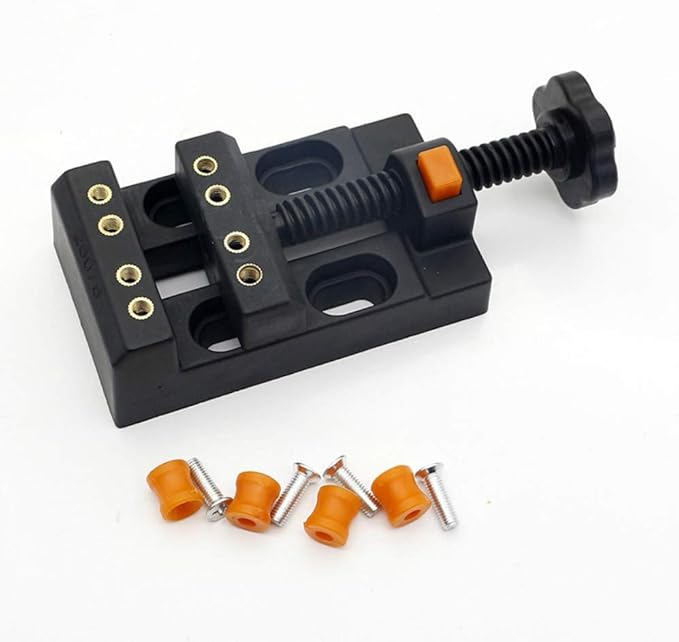 Universal Mini Drill Press Vise Clamp Table Bench Vice for Jewelry Walnut Nuclear Watch Repairing Clip On DIY Sculpture Craft Carving (Clamping Range: 0-2inch ABS)