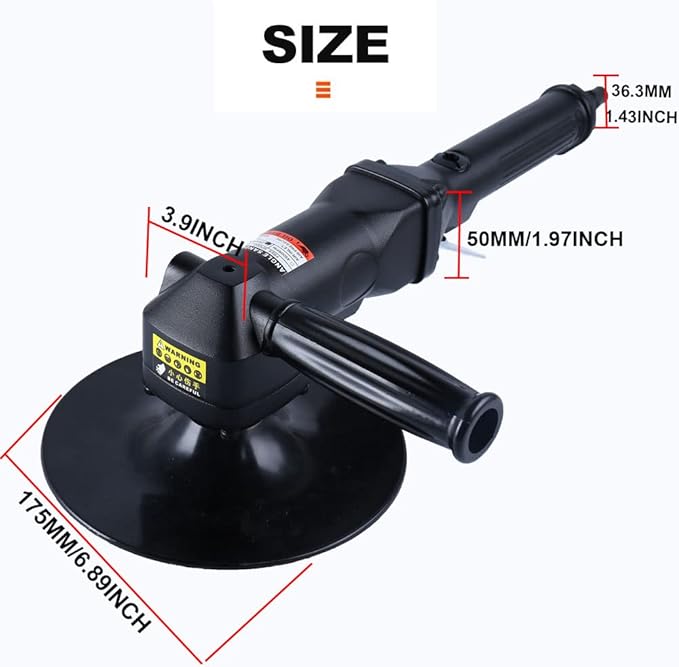 7-Inch Pneumatic Sander Heavy Duty Wet Air Sander/Polisher,Lightweight at 5.47 lbs,Adjustable Speed Up to 4500rpm Pneumatic Polisher Hand Sanding Tool
