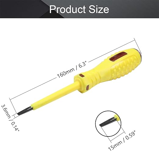 Fielect Circuit Tester, Voltage Tester Pen Screwdriver Electric Test Detector, Slotted Screwdriver Test Pen 100-500V 1pcs