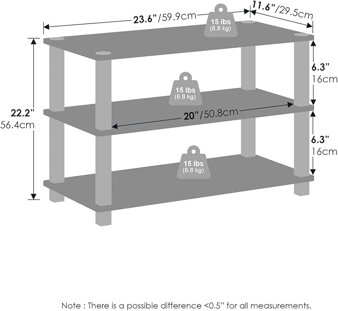 Furinno Turn-S-Tube Storage Shelves Set of 2, 3-Tier Stackable Standing Shelf - Image 3