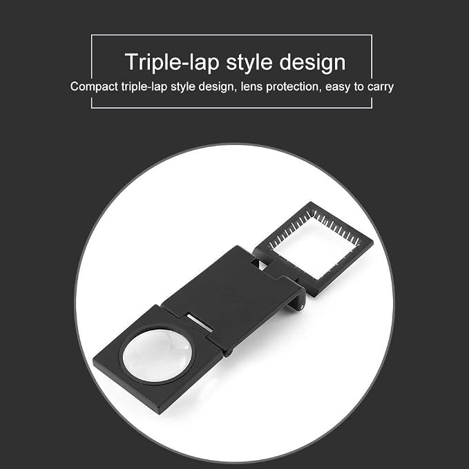 Three- Folding Magnifier with Scale 10X Magnifiation Optical Lens 28mm Three - Image 4