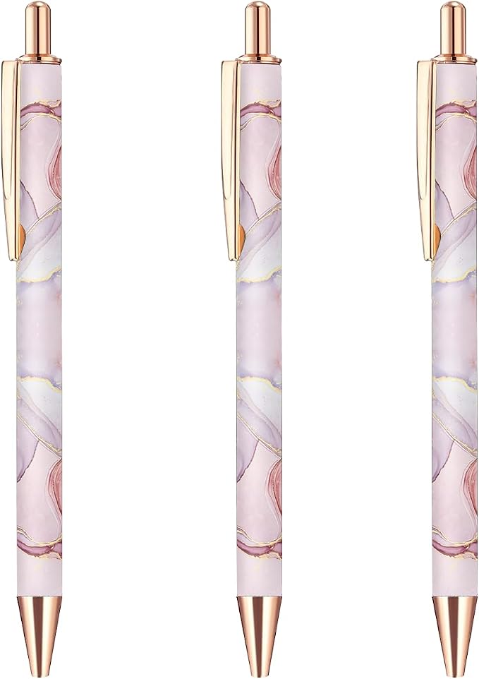 Ballpoint Pen 3Pcs Click Black Ink Metal Retractable 1.0 mm Medium Ballpoint by Scribesense