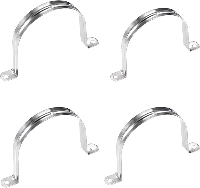 4 Pcs 6inch Rigid Pipe Strap,Two Hole Stainless Steel Strap U Bracket, Widened Tube Strap Tension Clip Assortment Kit Heavy Duty Pipe Clamp for Pipe Fixing（160mm）