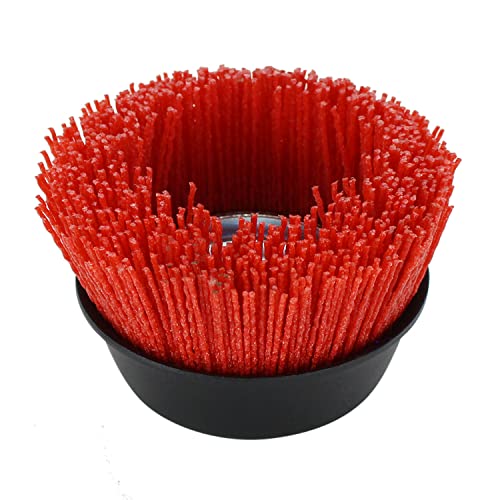 BHA 4" Abrasive Filament Nylon Bristle Cup Brush, 5/8-11 Threat Arbor - Red (120 Grit)